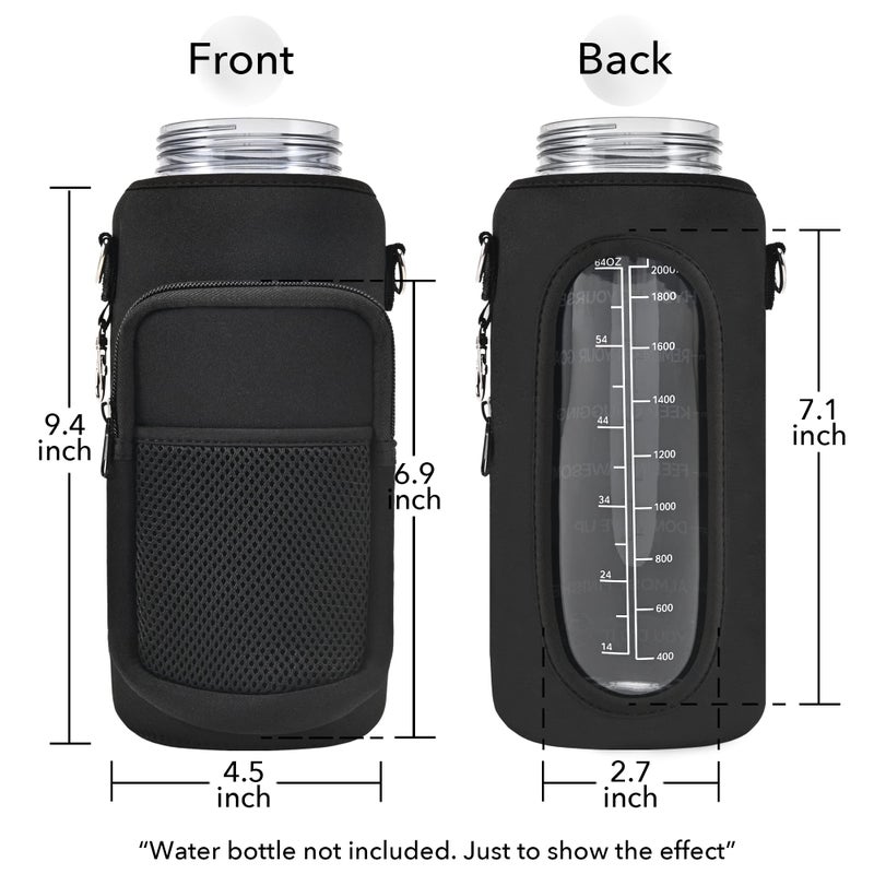 Newfad Half Gallon Water Bottle Carrier Bag  Bottle Pouch Phone Holder  Adjustable Shoulder Hand Strap 2 Pocket Sling Neoprene Sleeve Sports Water Bottle Accessories For Hiking Travelling &Camping - Image 2
