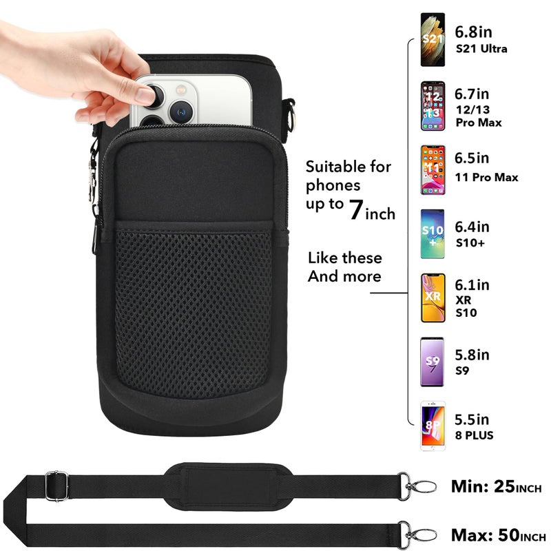 Newfad Half Gallon Water Bottle Carrier Bag  Bottle Pouch Phone Holder  Adjustable Shoulder Hand Strap 2 Pocket Sling Neoprene Sleeve Sports Water Bottle Accessories For Hiking Travelling &Camping - Image 5