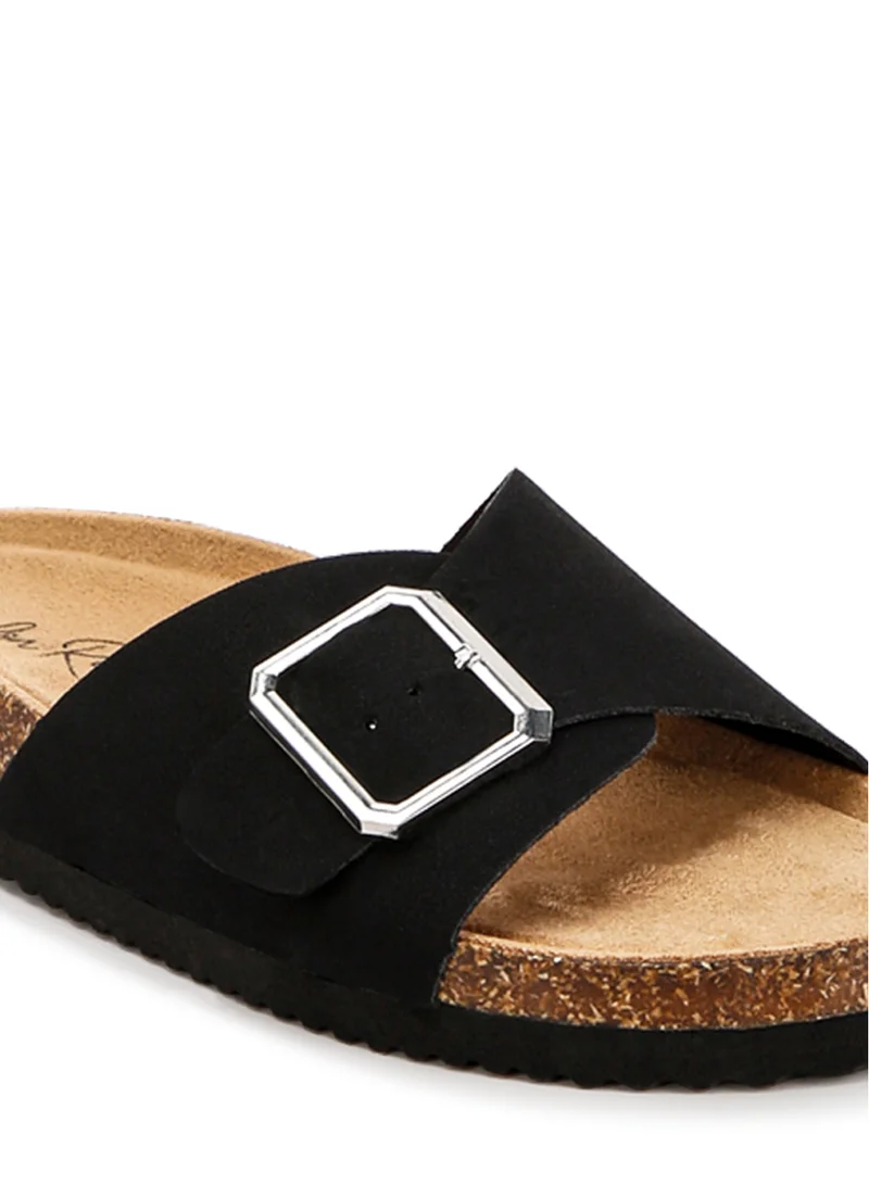 London Rag Adjustable Buckle Closure Flats in Black