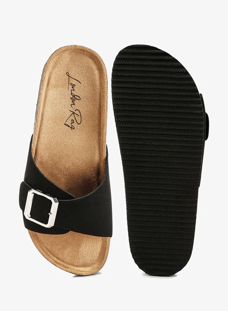 London Rag London Rag Women's Adjustable Buckle Closure Flats in Black