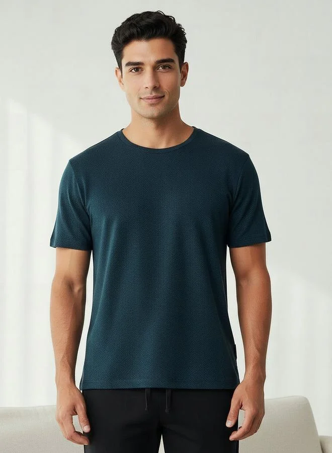 سبلاش فيڤ Men Cotton Herringbone Textured Drawstring Closure Nightwear Set