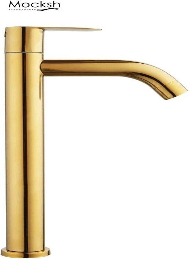 Mocksh Full Gold PVD Coated Opal SS-304 Tall Pillar Cock Tap with Long Spout & 12 Inches Tall Body Tall Boy Extended Pillar Tap Faucet - Image 2
