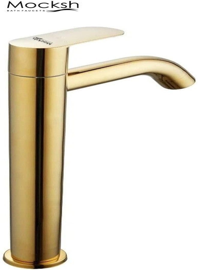 Mocksh Full Gold PVD Coated Opal SS-304 Tall Pillar Cock Tap with Long Spout & 12 Inches Tall Body Tall Boy Extended Pillar Tap Faucet - Image 4