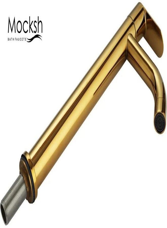Mocksh Full Gold PVD Coated Opal SS-304 Tall Pillar Cock Tap with Long Spout & 12 Inches Tall Body Tall Boy Extended Pillar Tap Faucet - Image 5