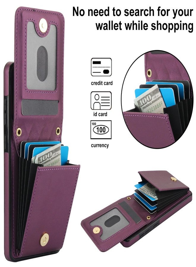 Asuwish Phone Case for Samsung Galaxy A52/A52S 5G Wallet Cover with Tempered Glass Screen Protector Credit Slot Card Holder Crossbody Strap Stand RFID Blocking A 52 S 4G G5 52A S52 52S Women Men Dark Purple - Image 4