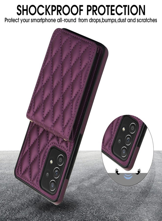 Asuwish Phone Case for Samsung Galaxy A52/A52S 5G Wallet Cover with Tempered Glass Screen Protector Credit Slot Card Holder Crossbody Strap Stand RFID Blocking A 52 S 4G G5 52A S52 52S Women Men Dark Purple - Image 3
