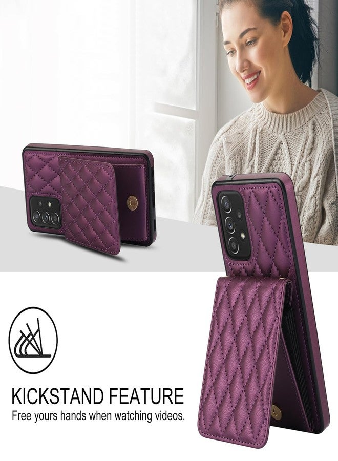 Asuwish Phone Case for Samsung Galaxy A52/A52S 5G Wallet Cover with Tempered Glass Screen Protector Credit Slot Card Holder Crossbody Strap Stand RFID Blocking A 52 S 4G G5 52A S52 52S Women Men Dark Purple - Image 5