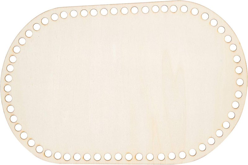 Haoser 2 pc Wooden Basket Bottom, 11.8 x 7.6 Inch Oval Wooden Base Shaper Blank Crochet Base for Thick Yarn DIY Knitting Basket Weaving Supplies Home Decor Purse Making, 8mm Hole - Image 4