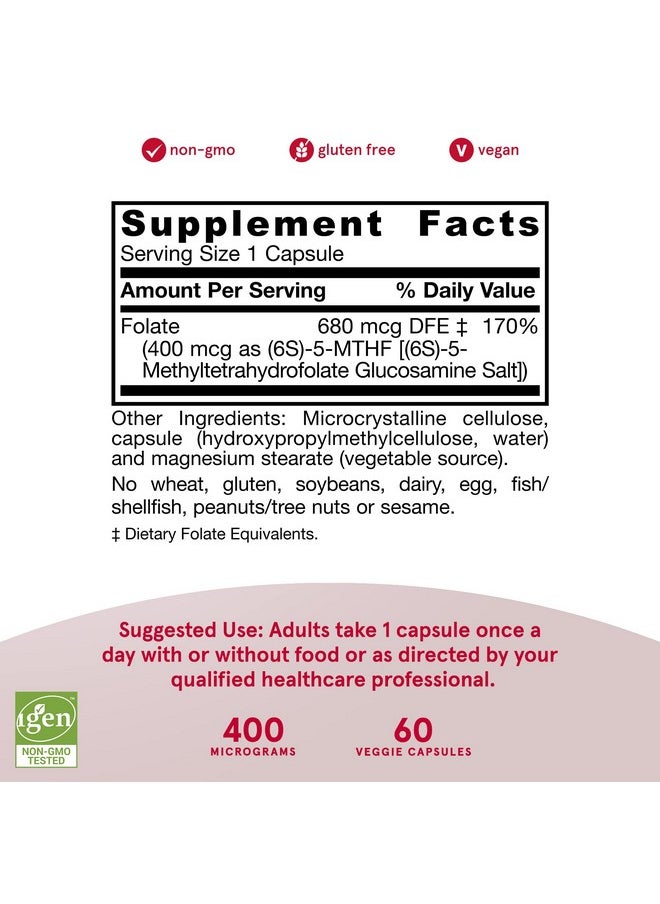 jarrow formulas Methyl Folate 400 Mcg 60 Veggie Caps Dietary Supplement Highly Biologically Active Form Of Folate 4Th Generation Folic Acid Technology 60 Servings (Packaging May Vary)  - Image 5