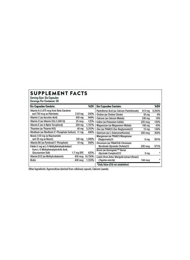 Thorne Research - Men's Multi 50+ Daily Multivitamin and Nutrients for Men Without Iron and Copper to Support Healthy, Active Lifestyle Gluten-Free, Soy-Free 180 Capsules, 30 Servings - Image 1