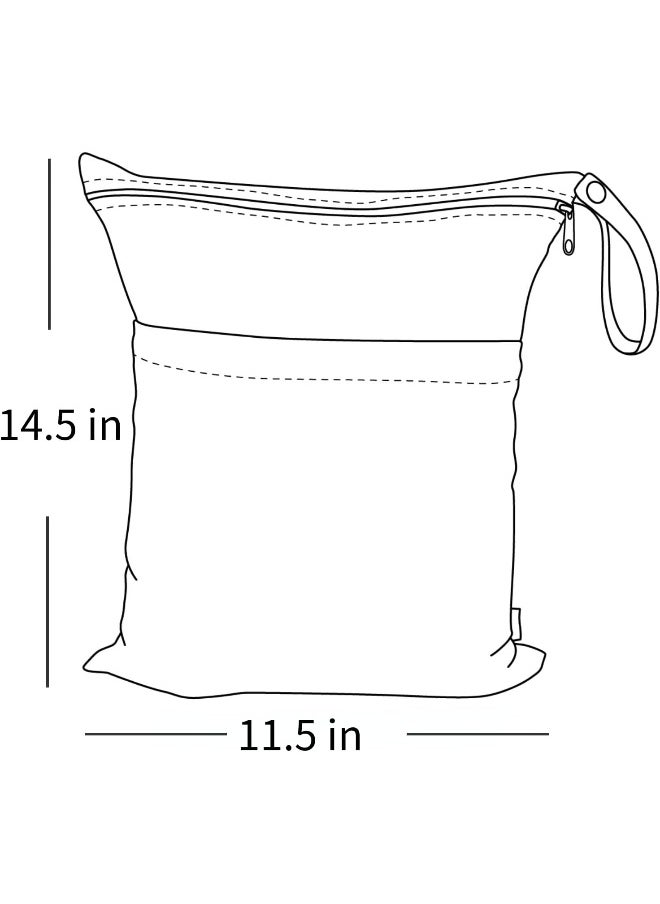 ALVA - ALVABABY 2pcs Cloth Diaper Wet Dry Bags Waterproof Reusable with Two Zippered Pockets Travel Beach Pool Daycare Soiled Baby Items Yoga Gym Bag for Swimsuits or Wet Clothes - Image 1