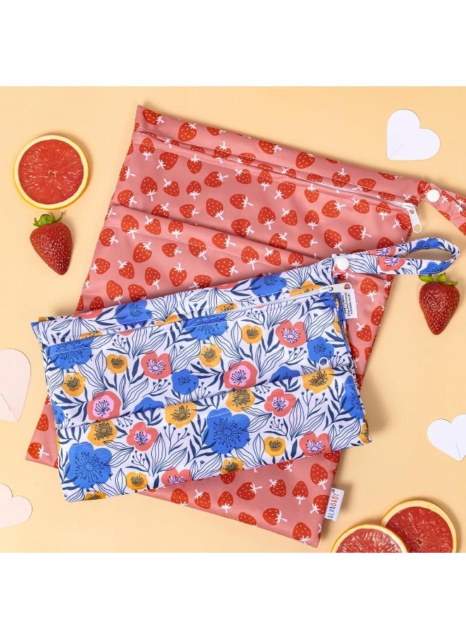 ALVA - ALVABABY 2pcs Cloth Diaper Wet Dry Bags Waterproof Reusable with Two Zippered Pockets Travel Beach Pool Daycare Soiled Baby Items Yoga Gym Bag for Swimsuits or Wet Clothes - Image 1