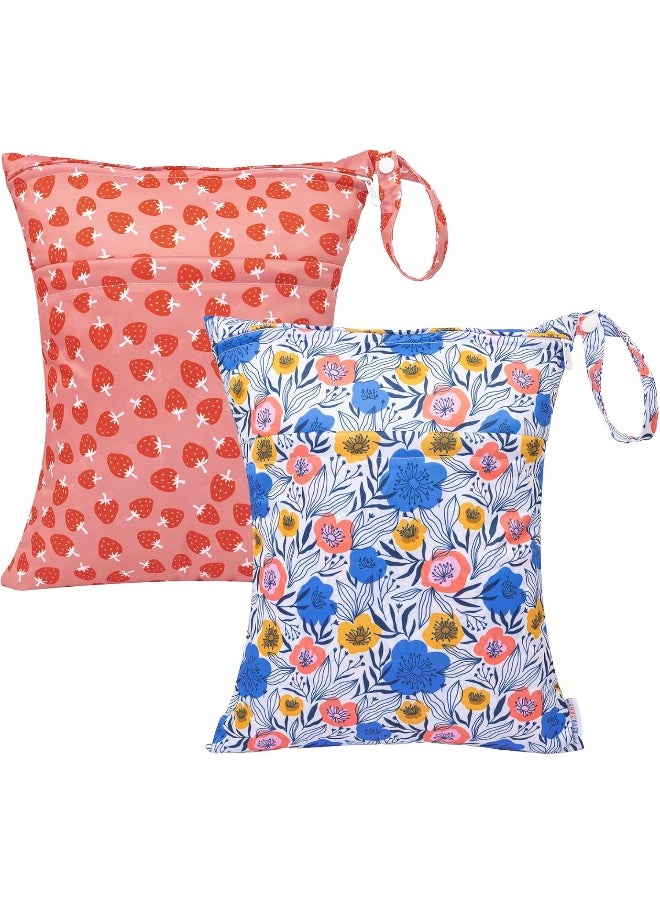ALVA - ALVABABY 2pcs Cloth Diaper Wet Dry Bags Waterproof Reusable with Two Zippered Pockets Travel Beach Pool Daycare Soiled Baby Items Yoga Gym Bag for Swimsuits or Wet Clothes - Image 1