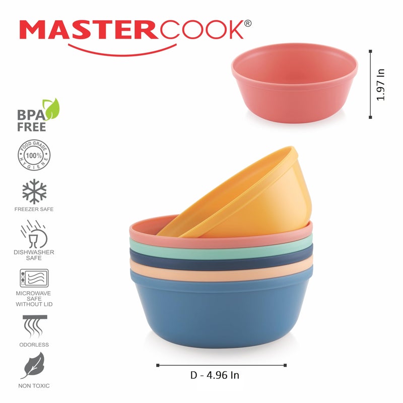 MASTER COOK MASTERCOOK Plastic Bowls Set of 6 â€“ 15oz Multipurpose Deep Plates Salad and Pasta Bowls Ideal for Home, Kids, Parties â€“ Stackable Bowl for Kitchen â€“ Non-BPA and Food Grade â€“ Cute Colors - Image 2