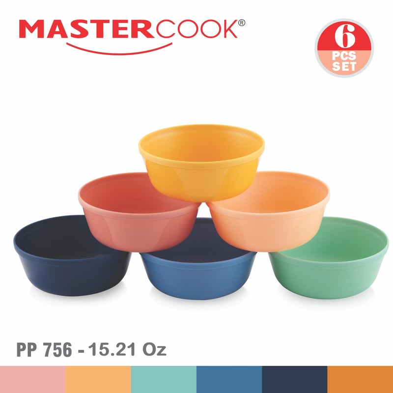 MASTER COOK MASTERCOOK Plastic Bowls Set of 6 â€“ 15oz Multipurpose Deep Plates Salad and Pasta Bowls Ideal for Home, Kids, Parties â€“ Stackable Bowl for Kitchen â€“ Non-BPA and Food Grade â€“ Cute Colors - Image 3