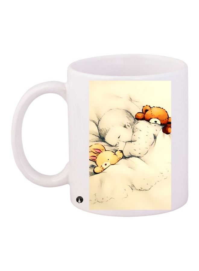 Teddy Bear Printed Coffee Mug Beige/Brown/Beige 11ounce
