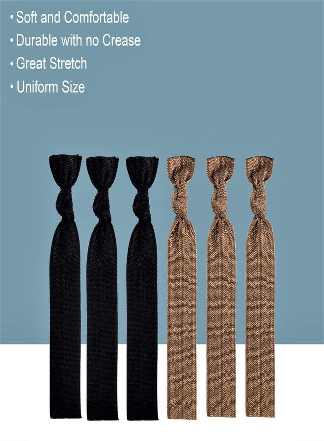 79style Women's Hair Accessories - 100pcs Fabric Ribbon Ties, Knotted Ponytail Holders in Brown & Black, No Break, No Damage, Soft & Flat for Yoga - Image 4