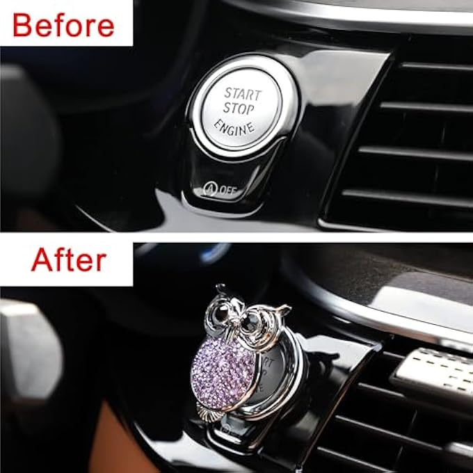 SYOSI Bling Crystal Car Push Start Button Cover Owl Engine StartStop Button Decor Rhinestone Car Accessories For Interior Cute Bling Sticker For Car Decoration - Image 5