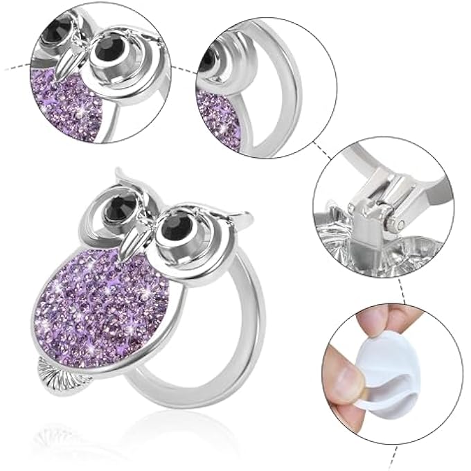 SYOSI Bling Crystal Car Push Start Button Cover Owl Engine StartStop Button Decor Rhinestone Car Accessories For Interior Cute Bling Sticker For Car Decoration - Image 4