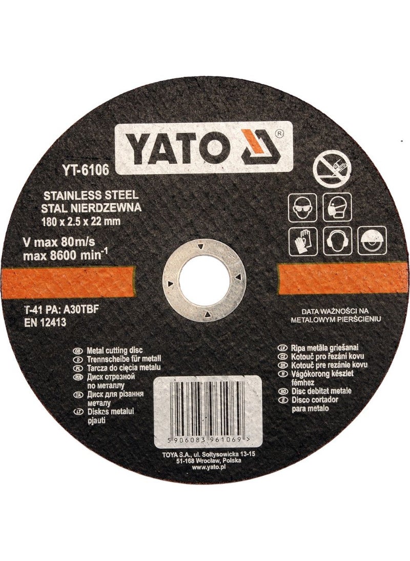Yato YATO Inox Cutting Disc 180x2.5x22mm YT-6106 