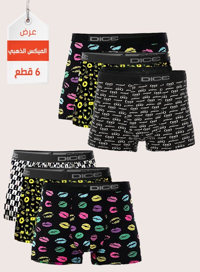 دايس ملابس داخلية بوكسر رجالي منقوش – 6 قطع - Image 1