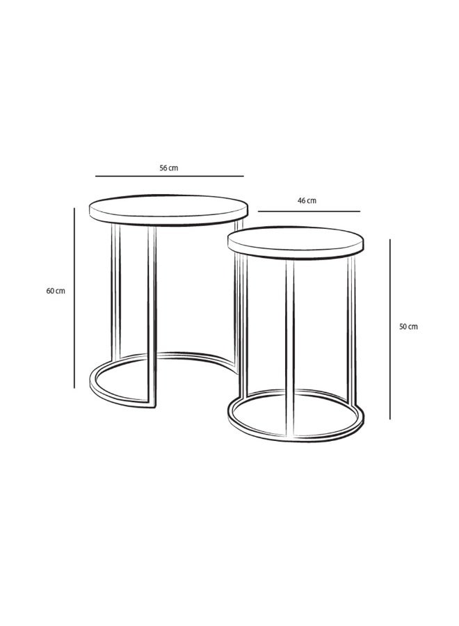 Al Home Side Tables Set - 2 Pieces - White & Gold , by Alhome - Image 2