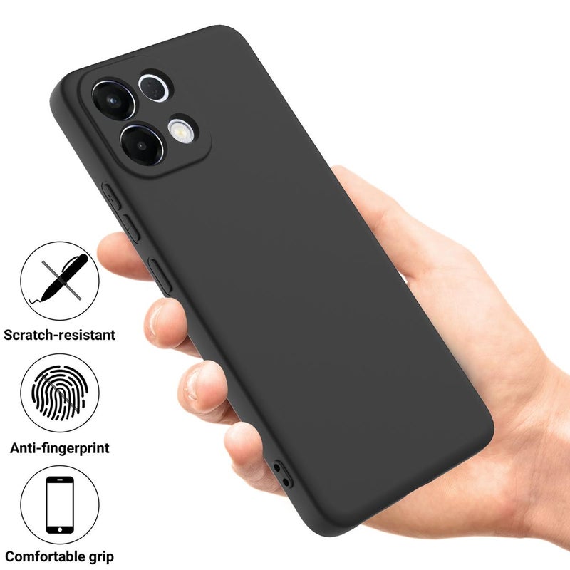 erorex For OPPO K13 5G Solid Color Liquid Silicone Dropproof Full Coverage Phone Case(Black) - Image 2