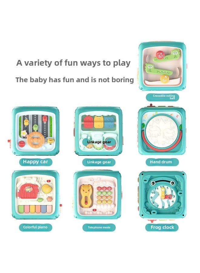 Early Education Polyhedron Toys Six-sided Box Baby Children's Toys Wisdom Cube Hexahedron Puzzle Multi-functional Baby House-Color:Phone Version Red - Image 3
