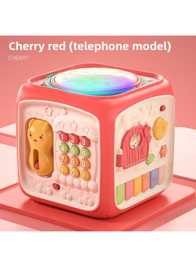 Early Education Polyhedron Toys Six-sided Box Baby Children's Toys Wisdom Cube Hexahedron Puzzle Multi-functional Baby House-Color:Phone Version Red - Image 1