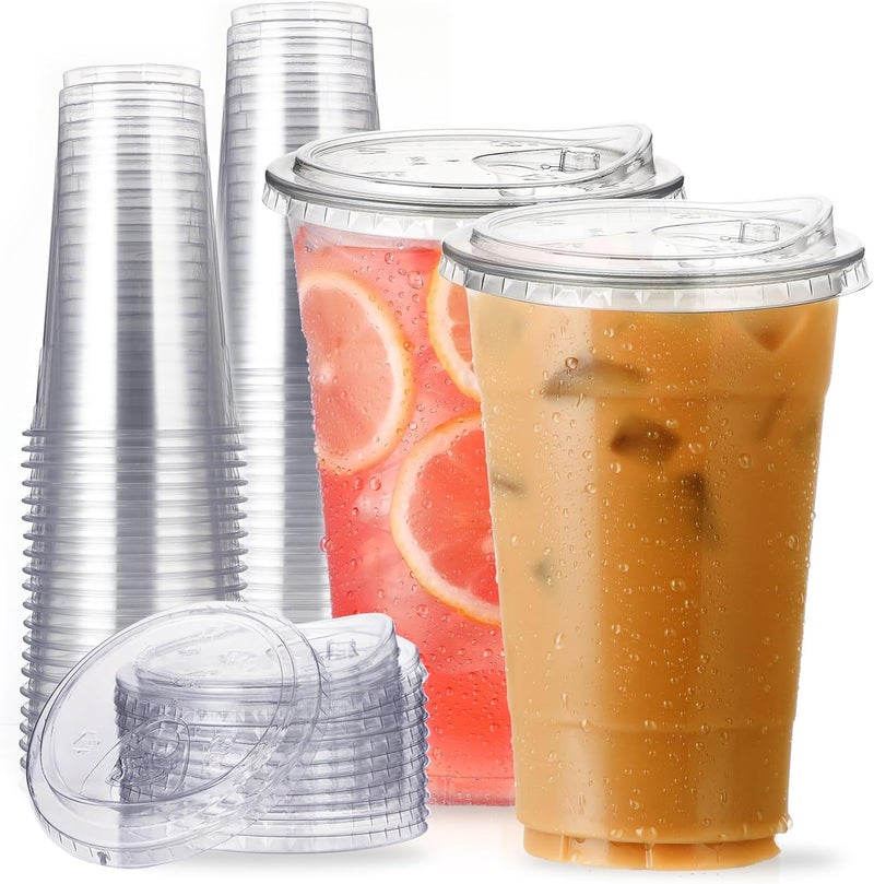 Aatriet 24 oz Clear Plastic Cup s with Strawless-Sip-Lids, 25 Sets Disposable Cups Plastic Iced Coffee Cup s, To Go Cups with Sip Through Lids for Smoothie, Milkshake, Cold Drinks for Party, Wedding, Event - Image 1