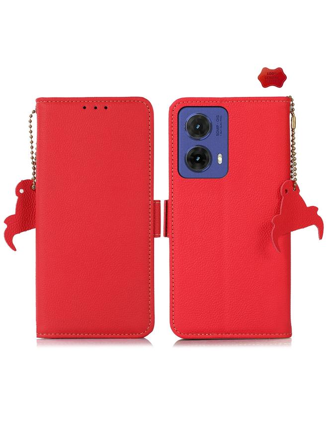 S-TOP Case For Motorola Moto G85 Side-Magnetic TJ Genuine Leather RFID Phone Case - Image 1