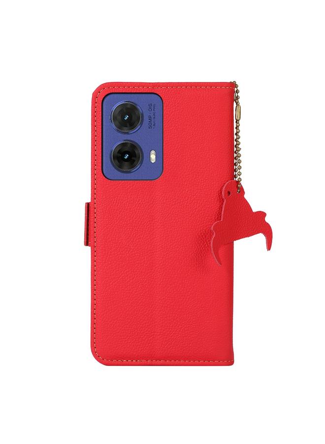 S-TOP Case For Motorola Moto G85 Side-Magnetic TJ Genuine Leather RFID Phone Case - Image 4