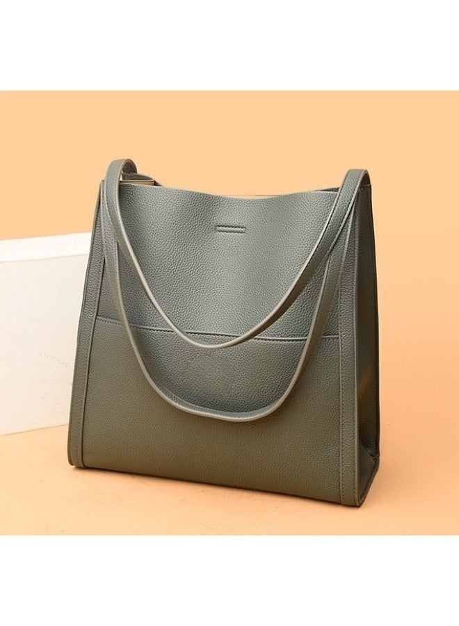 ريوكل حقيبة يد نسائية من الجلد الطبيعي، حقيبة يد بسيطة بلون سادة، حقيبة كتف ناعمة كاجوال ريترو للاستخدام اليومي - Image 2