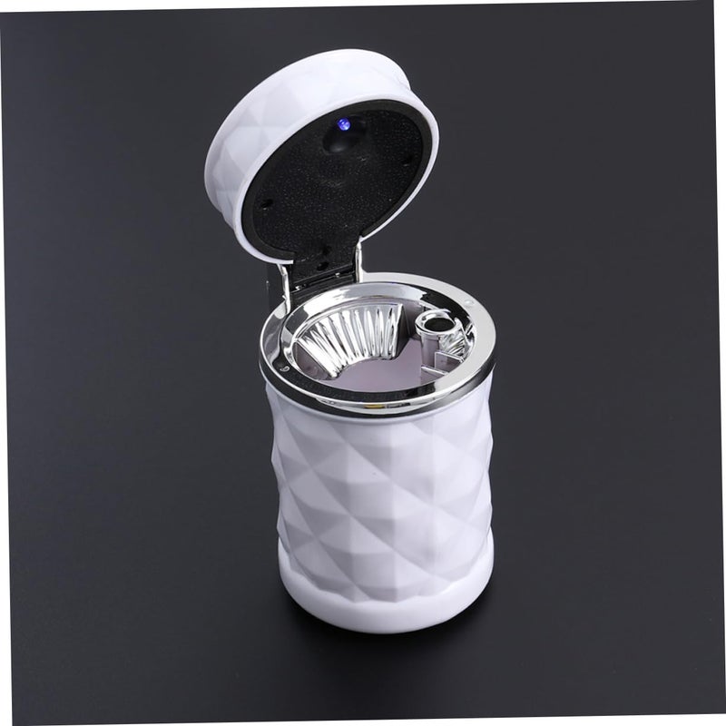قطعتان من منفضة سيارات مع إضاءة LED وقاعدة غير قابلة للانزلاق، كأس غير دخاني للاستخدام الآمن ليلاً وسهل التنظيف باللون الأبيض - Image 4