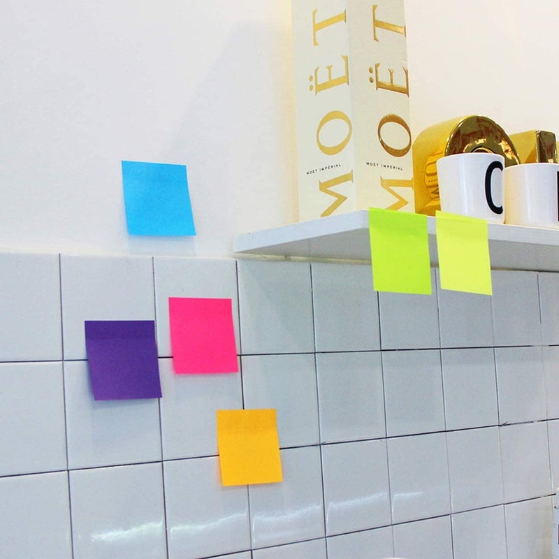 Bright Colorful Self-Stick Notes, Fluorescent Sticky Notes 3×3 Inch, Memo Pads for Students, Office & School Supplies - Image 4