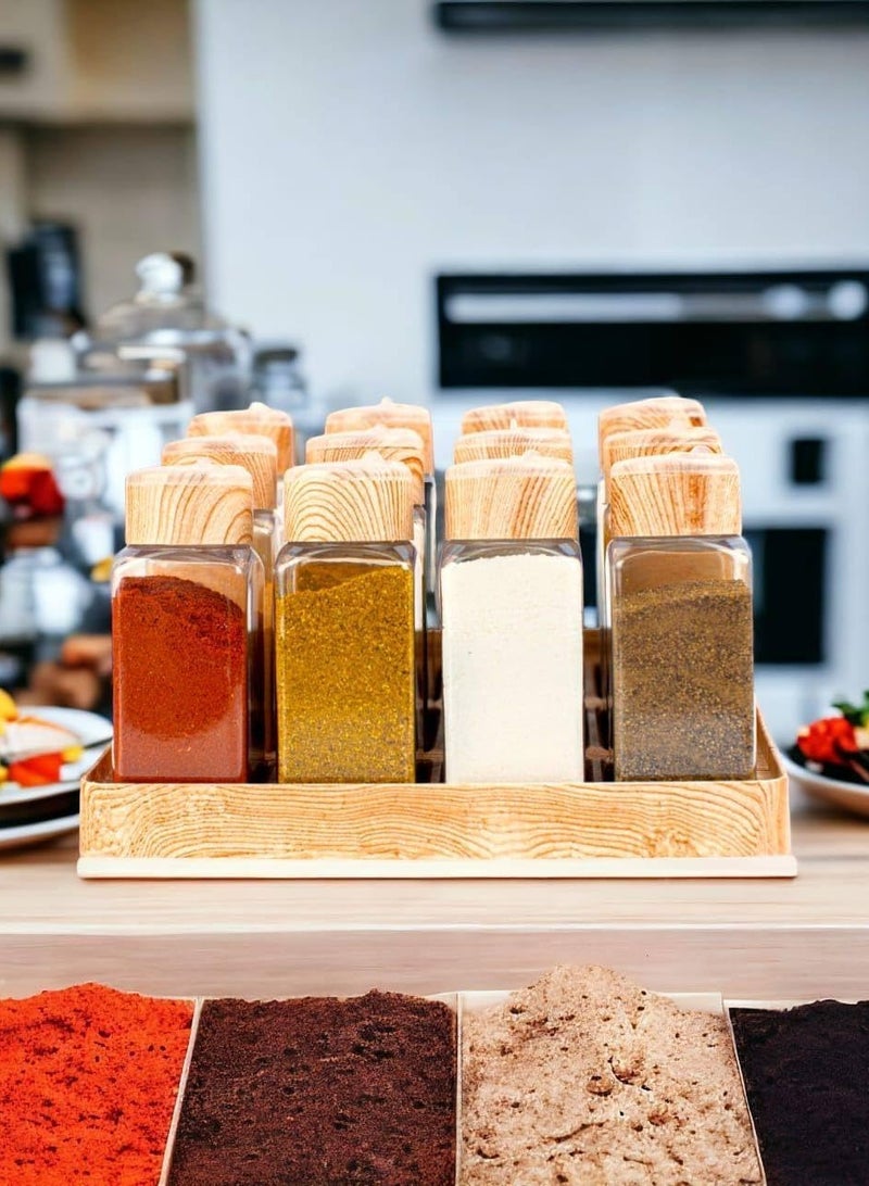 Spice and seasoning set, set of 12 pieces + stand Wood - Image 3