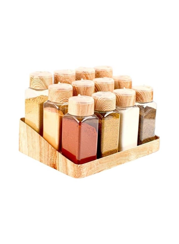 Spice and seasoning set, set of 12 pieces + stand Wood - Image 2