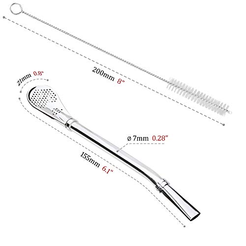 GFDesign Yerba Mate Bombilla Gourd Drinking Filter Straws Stirrer Food-Grade 18/8 Stainless Steel - Set of 3 with 3 Cleaning Brushes - 6.1" Long - Image 5