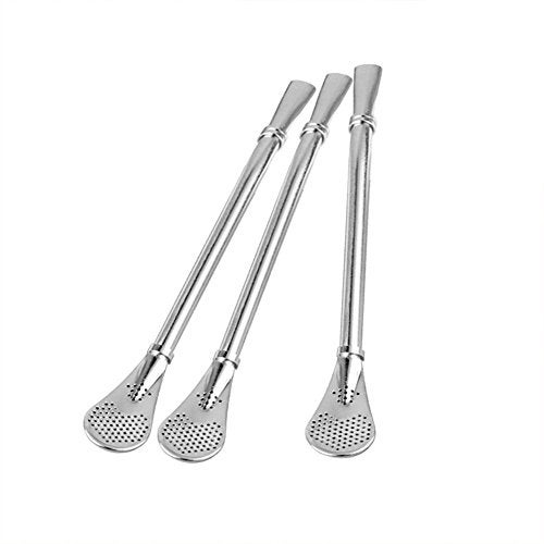 GFDesign Yerba Mate Bombilla Gourd Drinking Filter Straws Stirrer Food-Grade 18/8 Stainless Steel - Set of 3 with 3 Cleaning Brushes - 6.1" Long - Image 2