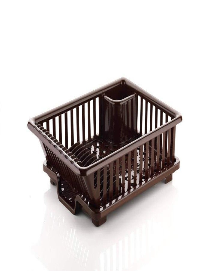 GION 3 in 1 Large Durable Plastic Kitchen Sink Dish Rack Drainer Drying Rack Washing Basket with Tray for Kitchen, Dish Rack Organizers, Utensils Tools Cutlery (Brown) - Image 2
