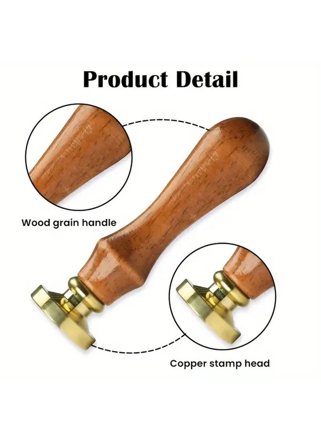 Vintage Brass Wax Seal Stamp Set with Wooden Handle for DIY Crafts Envelopes and Gift Mailing - Image 3