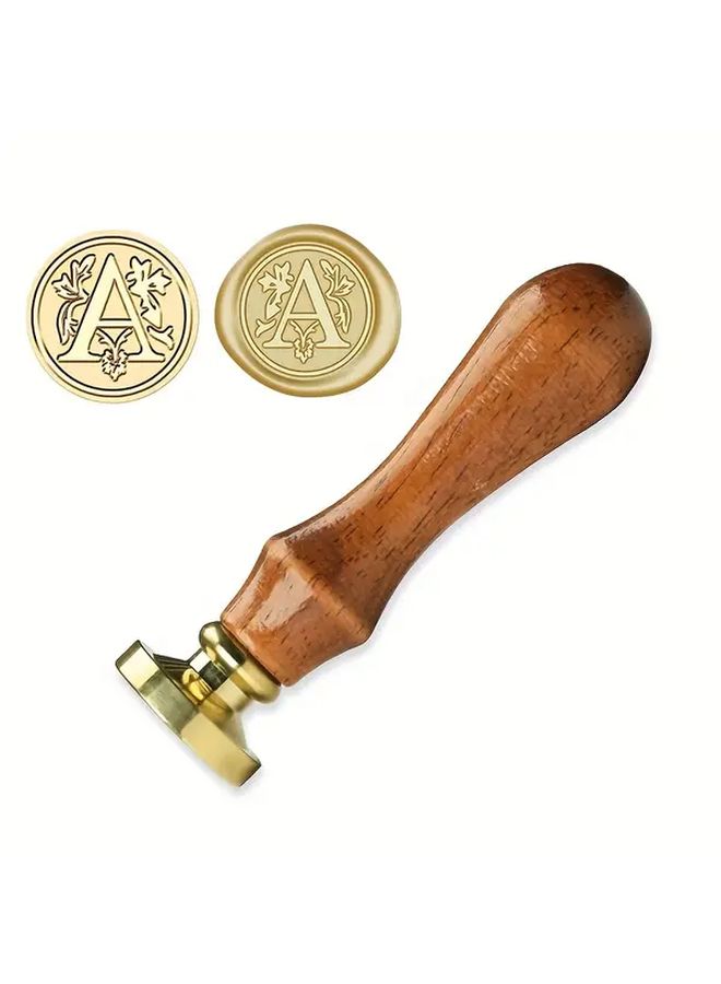Vintage Brass Wax Seal Stamp Set with Wooden Handle for DIY Crafts Envelopes and Gift Mailing - Image 1