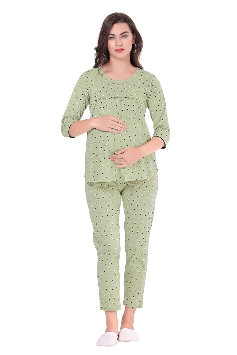AV2 Store AV2 Women Cotton Feeding Top & Pyjama Nighsuit Set -2833 - Image 1