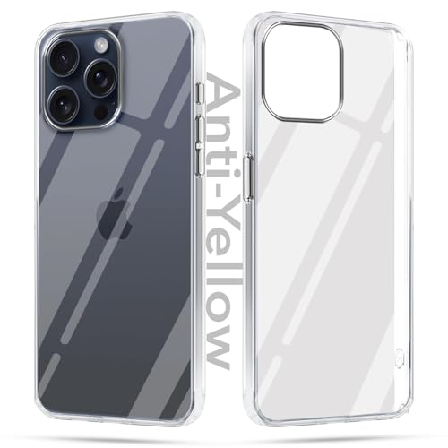 Jkobi Lifetime Anti-Yellow Clear Back Cover Case for Apple iPhone 15 Pro Max (Sleek Hard Crystal | Shockproof and Camera Protection) - Image 1