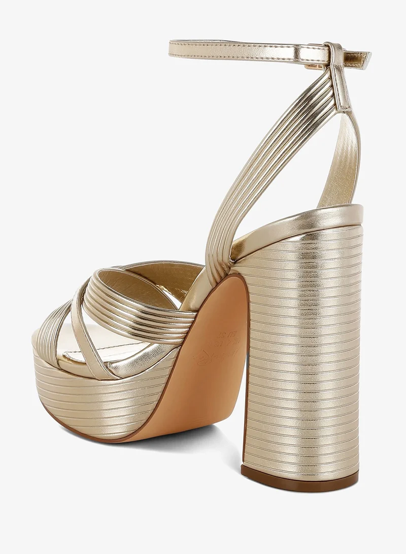 London Rag Gold Metallic Ankle Strap Heel Sandals in Gold for Women | Best Price UAE