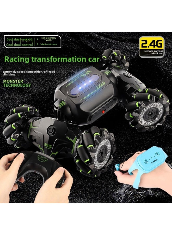 Gesture Induction Twist Snake-shaped Climbing Remote Control Car Stunt Drift Car Rc Stunt Off-road Remote Control Toy Car-Color:Green (single Control)  - Image 2