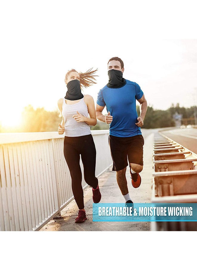 Depend 2 Pieces Sun UV Protection Face Mask Breathable Outdoor Cycling Neck Scarf Set Black  - Image 5