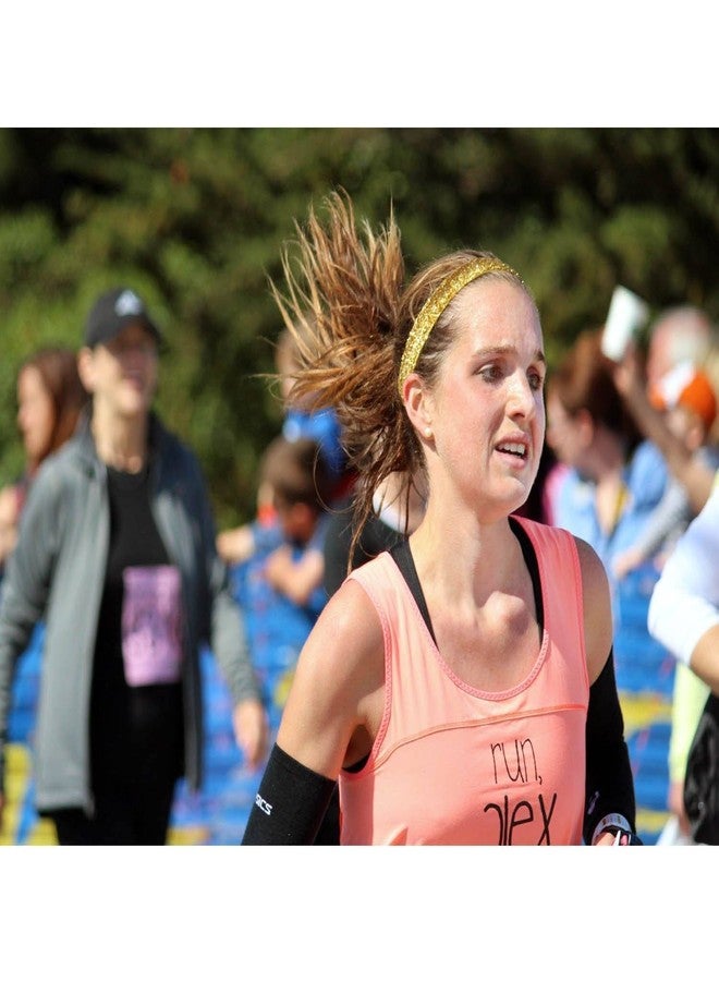 Sweaty Bands Womens and Girl Headband - Non-Slip Velvet-Lined Sparkly Hairband - Viva Diva Gold 1-Inch - Image 2