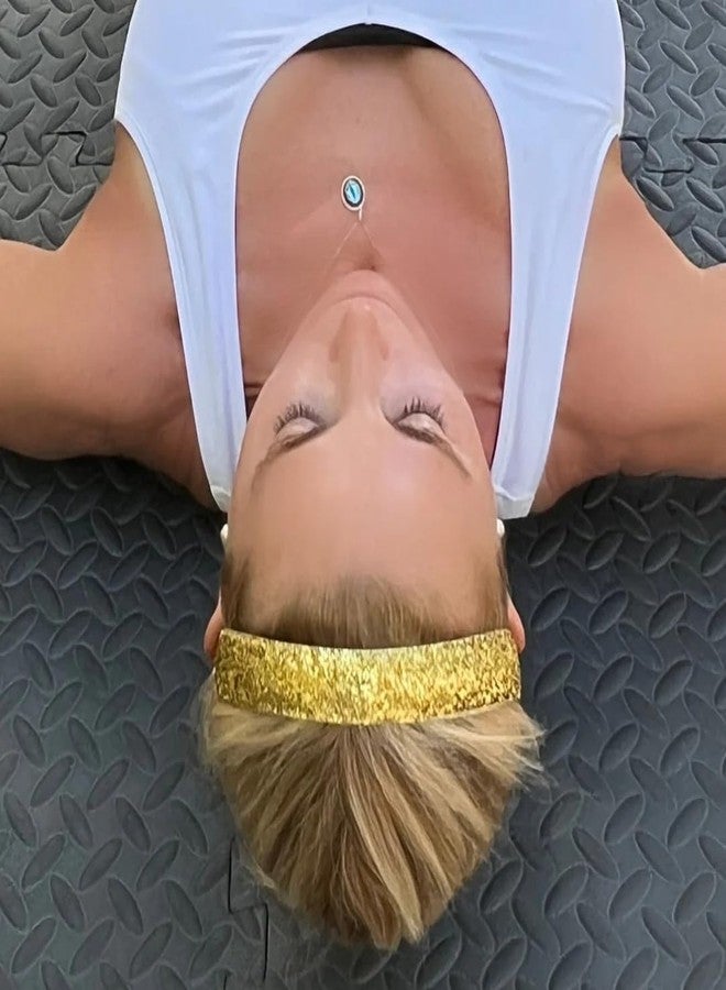 Sweaty Bands Womens and Girl Headband - Non-Slip Velvet-Lined Sparkly Hairband - Viva Diva Gold 1-Inch - Image 4