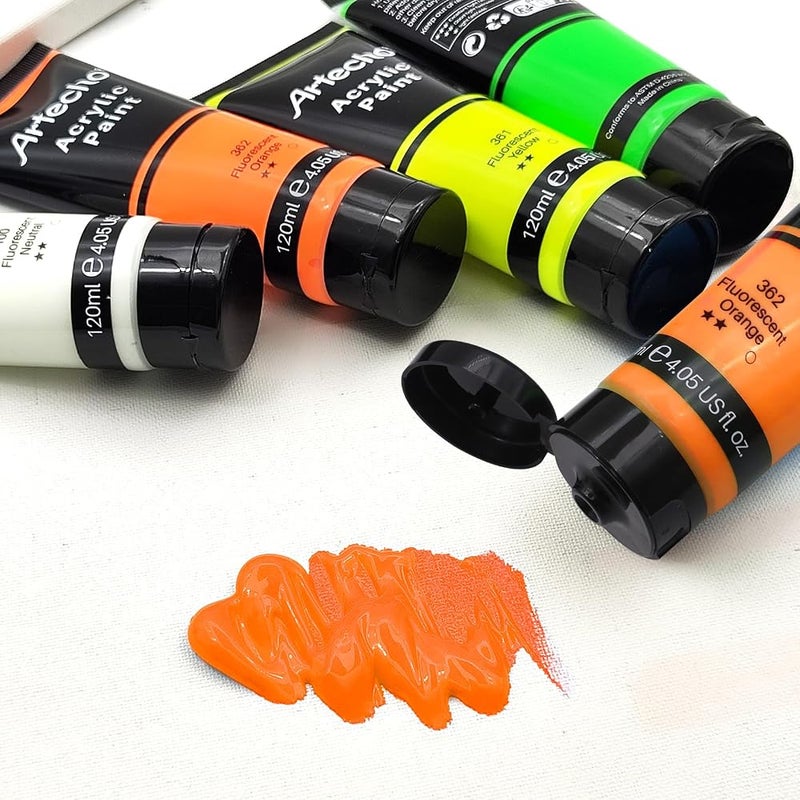 Artecho Glow in the Dark Paint, Neon Orange Paint (120ml 4.05oz) Tubes, Art Craft Paints for Canvas, Rock, Stone, Wood, Fabric, Art Supplies - Image 3